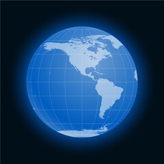 Fototapeta na wymiar Globe Earth symbol flat icon isolated on black background. America, Antarctica, Arctic.