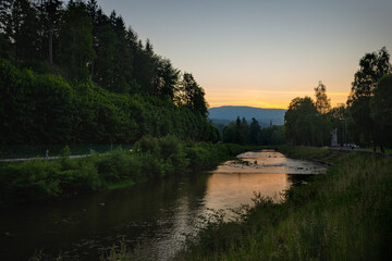 sunset on the river