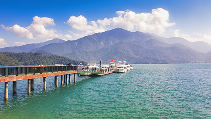 Fototapeta na wymiar Landscape View of Sun Moon Lake in Nantou, Taiwan