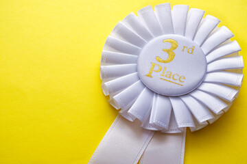 3rd place runner up white rosette with text