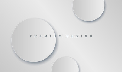 Abstract minimalistic luxury design white gray backdrop with paper circles for banner and cover