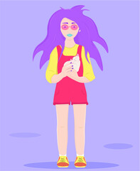 a girl in a red jumpsuit with a white cat in her arms