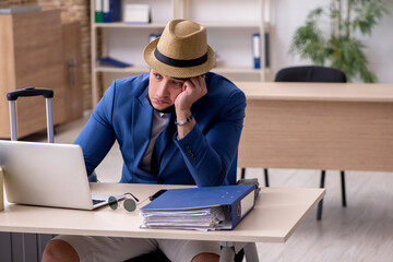 Businessman preparing for trip during pandemic