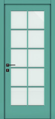 Door texture, pastel green color with glass, for modern interior  3D render