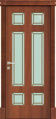 Door texture, natural oak color with glass, for classic interior  3D render