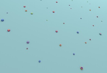 Perspective random mini 3d button polka dots colorful pastel background.3d illustration and rendering.