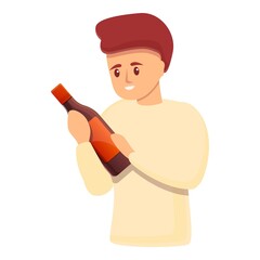 Sommelier take wine bottle icon. Cartoon of sommelier take wine bottle vector icon for web design isolated on white background