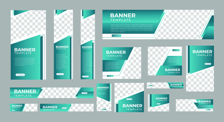 set of creative web banners of standard size with a place for photos. Business ad banner. Vertical, horizontal and square template. vector illustration EPS 10	