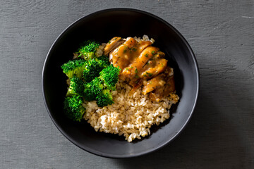 Honey Mustard Chicken and broccoli with rice