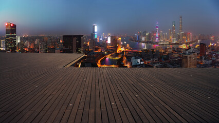 Fototapeta premium Aerial photography bird view at Shanghai bund Skyline