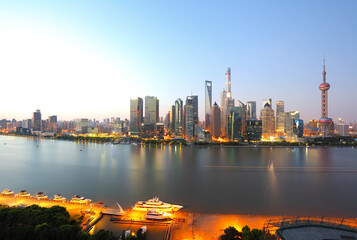 Fototapeta na wymiar Aerial photography at Shanghai Skyline of morning
