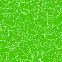 A seamless vector pattern with plastic bottles. Flat line ecology image for a flyer or a poster design. 