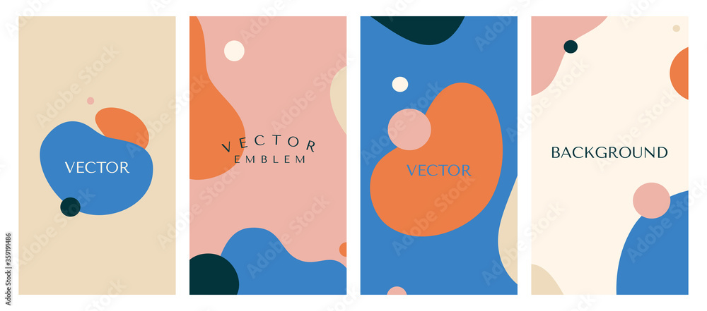 Poster Vector set of abstract creative backgrounds in minimal trendy style with copy space for text - design templates for social media stories