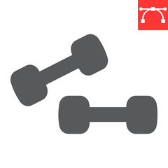 Dumbbell glyph icon, fitness and sport, training sign vector graphics, editable stroke solid icon, eps 10.