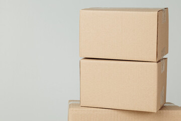 Stack of blank paper cardboard box mockup for branding, Packaging template.