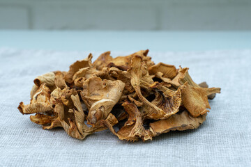 a bunch of dried mushrooms on the table. healthy eating concept