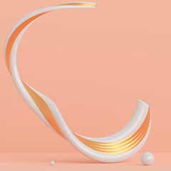 Background arch, mock up scene geometry shape frame for product display and presentation, 3d rendering illustration beige color