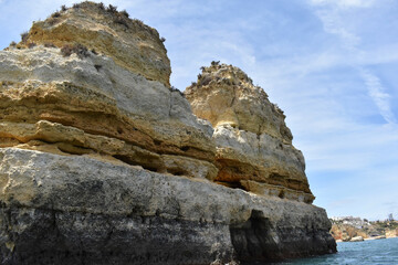 Fototapeta na wymiar rocks in the sea at Ponte da Piedade, Algarve, Portugal