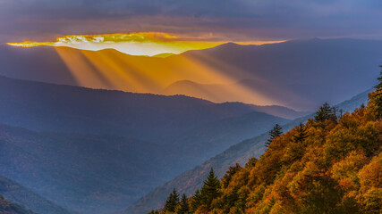 Beautiful sunrise in Great Smoky Mountains National Park