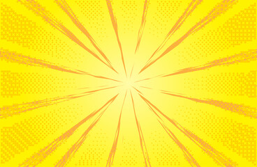 Comic yellow sun rays background pop art retro vector illustration.