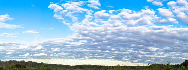 panorama of clouds with a forest landscape