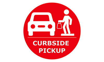 Curbside Pickup illustrated vector clip art sign symbolizing a designated area  © SRP