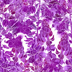 silhouette meadow flowers seamless pattern