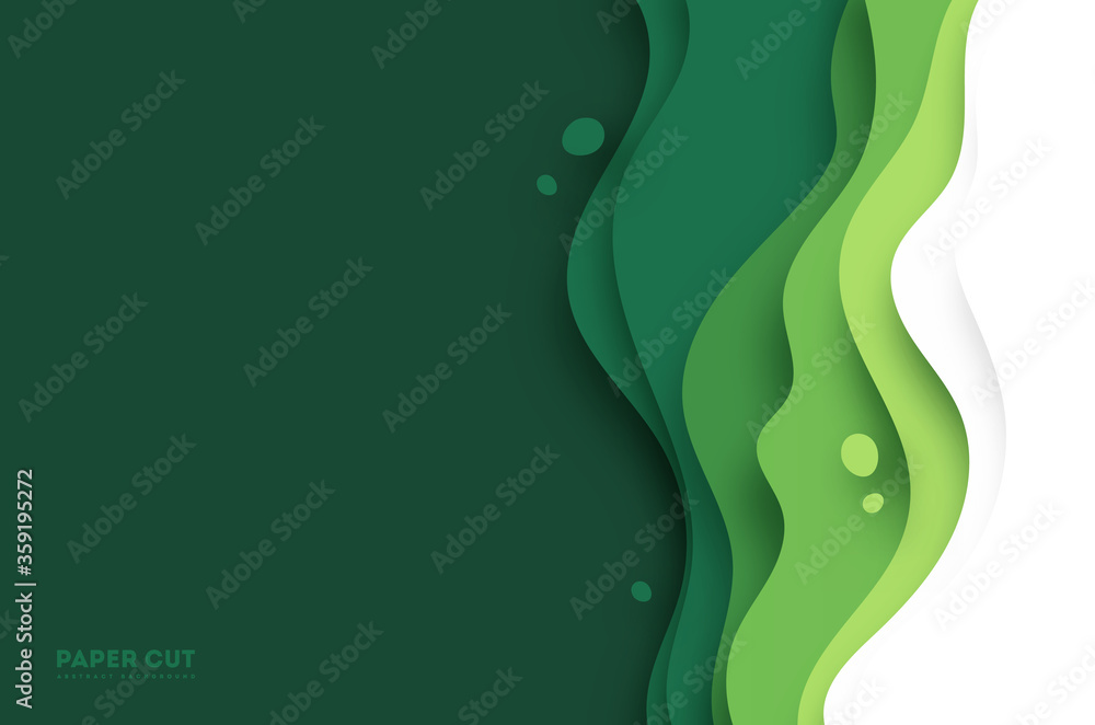 Poster 3d abstract background with green paper cut shapes. vector design layout for business presentations,