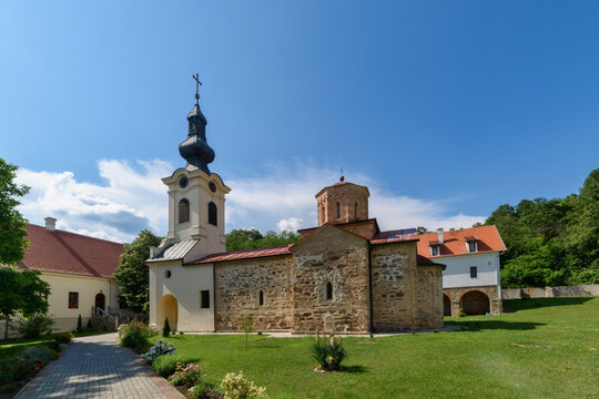 Vrsac, Serbia - June 08, 2020: The Mesic Monastery is a Serb Orthodox monastery situated in the Banat region, in the province of Vojvodina, Serbia. It was founded in the 15th century