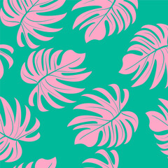 Fototapeta na wymiar Palm leaves. Tropical plants seamless pattern