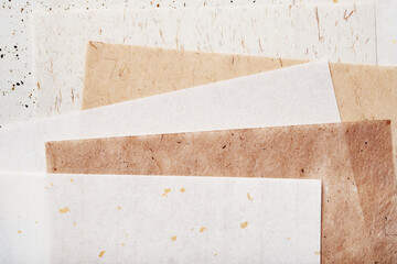 Stack of different handmade paper