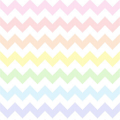 Rainbow seamless zigzag pattern, vector illustration. Seamless chevron pattern with pastel colorful lines from dots. Kids pastel rainbow geometric background