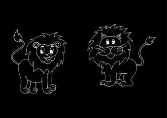 Cute lion. Doodle vector illustration.