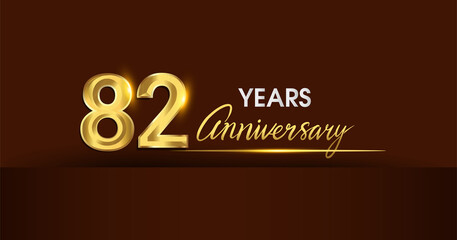 82nd years anniversary celebration logotype. anniversary logo with golden color and gold confetti isolated on dark background, vector design for celebration, invitation card, and greeting card