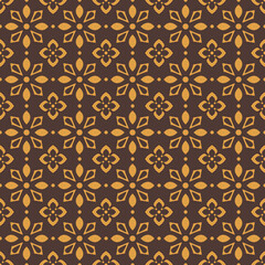 Retro vintage Chinese traditional pattern seamless background brown geometry star cross flower kaleidoscope