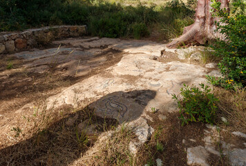 Obraz premium Mosaic on the stones it in the Totem park in the forest near the villages of Har Adar and Abu Ghosh