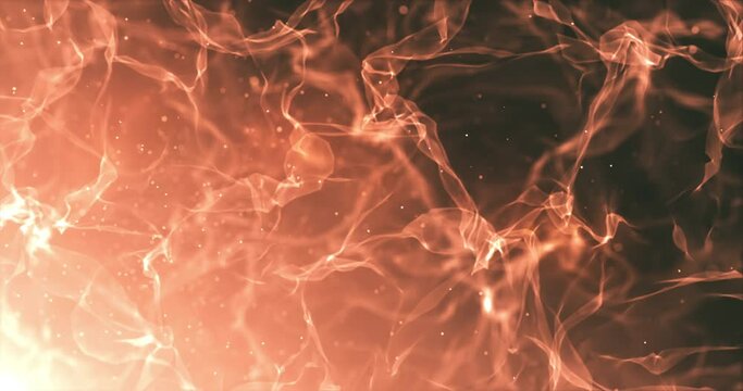 Realistic Fire and Smoke animation. Procedural fire simulation with smoke, dust and ember particles flowing in the air in slow motion - 4K
