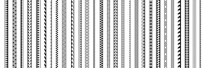 Wallpaper murals Ethnic style Set of vector ethnic seamless pattern. Ornament bracelet in maori tattoo style. Geometric border african style. Vertical pattern. Design for home decor, wrapping paper, fabric, carpet, textile, cover
