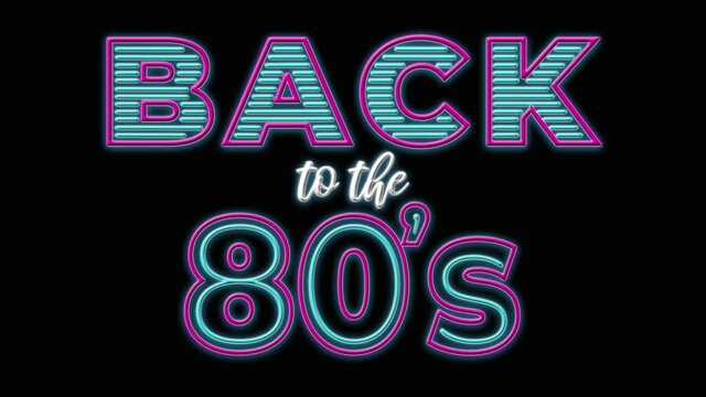 Back to the 80s neon blinking text on black background