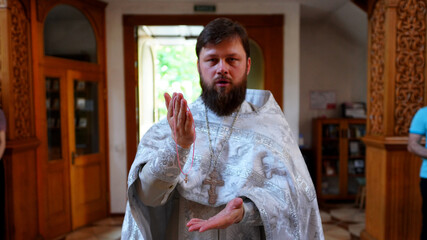 The sacrament of baptism. Christening the baby in chirch