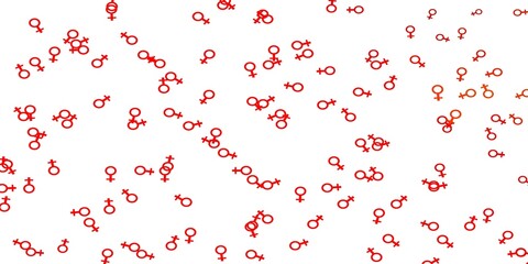Light Red, Yellow vector background with woman symbols.