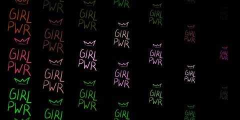 Dark Pink, Green vector template with businesswoman signs.