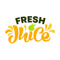 Hand drawn lettering of logo Fresh juice