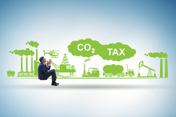 Businessman in carbon tax concept