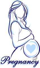 Pregnant woman line art