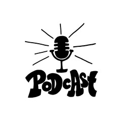 The microphone icon and lettering in a hand drawn style