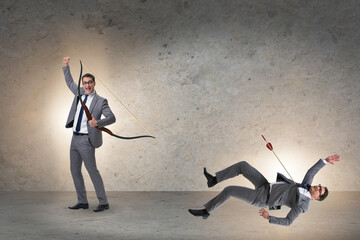 Business competition concept with businessman and bow