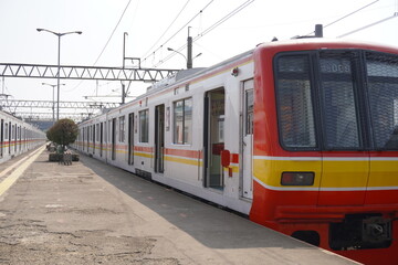 The view of electric train /commuter line in Bogor Station.