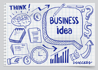 Business Idea doodles icons set. Vector illustration. isolated on white background.