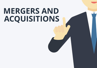 Mergers and Acquisitions vector. Management, partnership, business concept. Businessman icon.